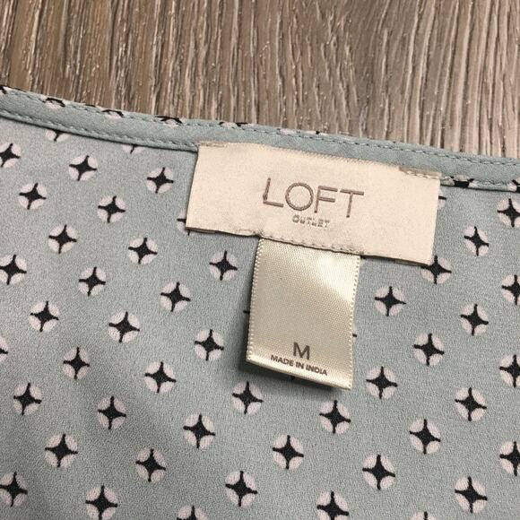 LOFT Womens Bishop Long Sleeve Boho Blouse Relaxed Tasseled Top Green Medium - Picture 8 of 9